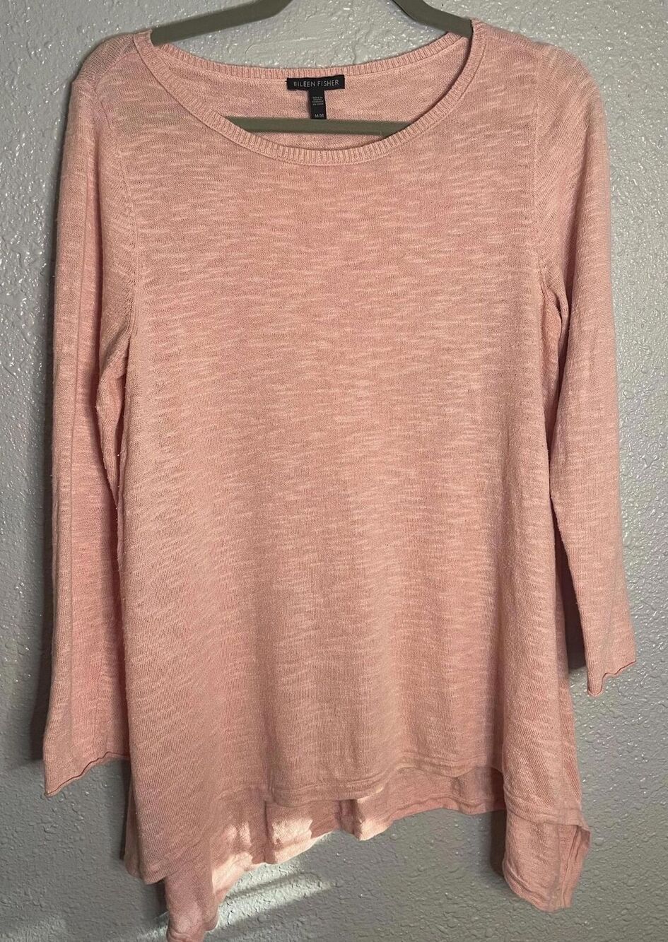 Eileen Fisher 3/4 Sleeve Lightweight Linen/Cotton Sweater Size Medium
